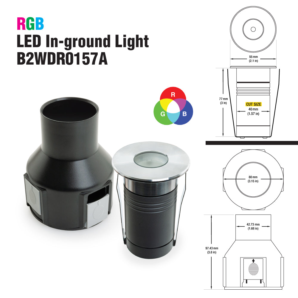Round Recessed LED Inground Light 12-24V 4.1W RGB