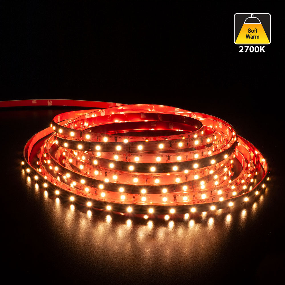 10M(32.8ft) Indoor LED Strip Light 3528, 12V 1.5(w/ft) 128-146(Lm/ft) 60(LEDs/m) CCT(2.7K, 3K, 3.5K, 4K, 5K), GEKPOWER