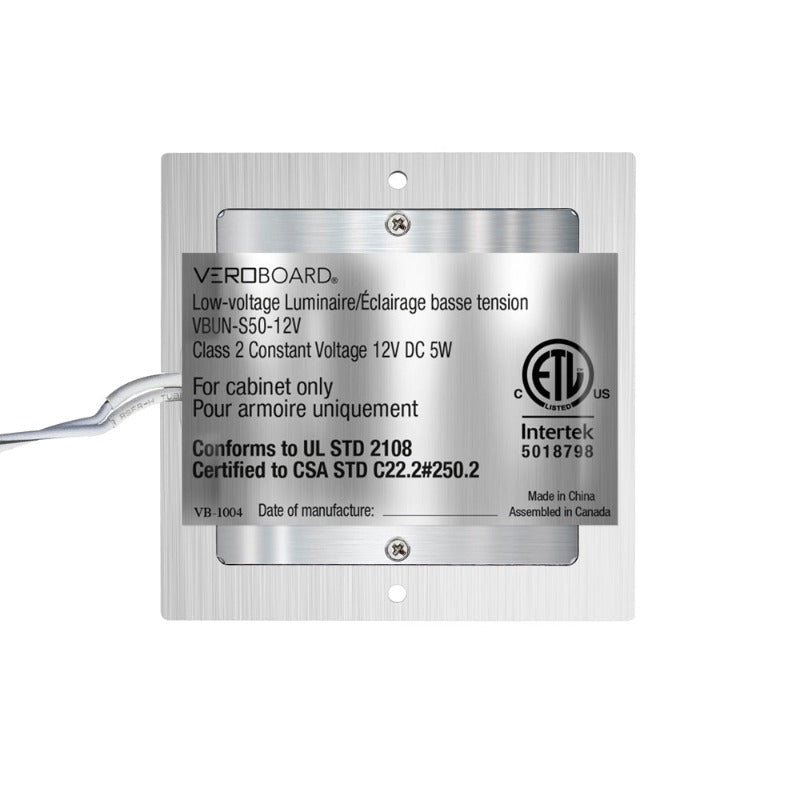 VBUN-S50-12V Brushed Nickel Square Ultrathin Cabinet Lights.