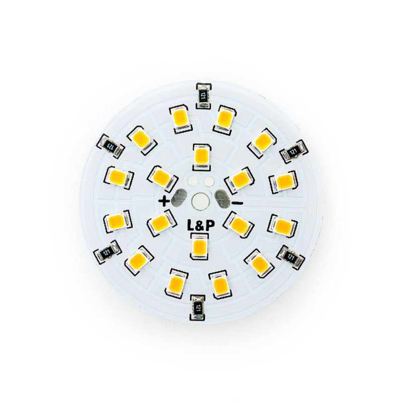 12V Flat Round PCB 18 SMD 3528 Constant Voltage LED 2W 2700-3000K(Warm White)