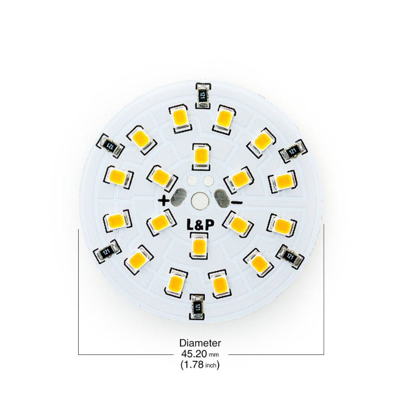 12V Flat Round PCB 18 SMD 3528 Constant Voltage LED 2W 2700-3000K(Warm White)