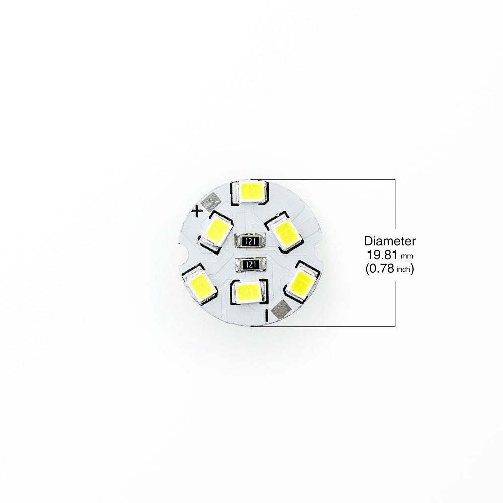 12V Flat Round PCB 6 SMD 3528 Constant Voltage LED Module 6000K(Cool White)