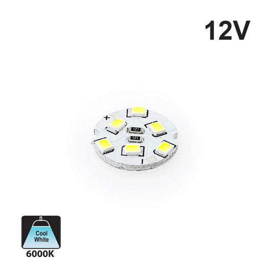 12V Flat Round PCB 6 SMD 3528 Constant Voltage LED Module 6000K(Cool White)