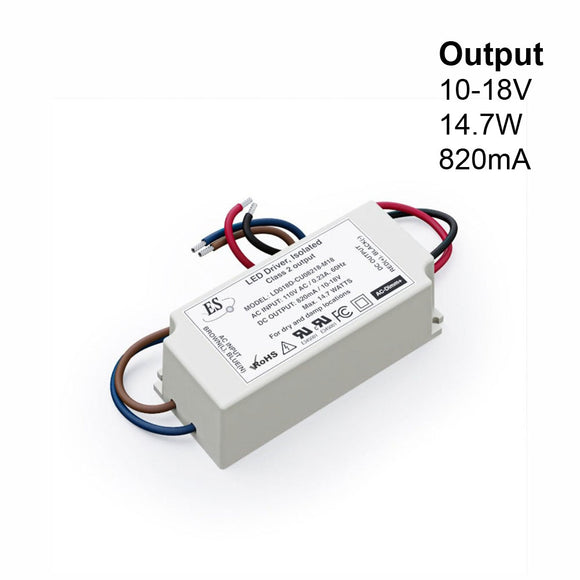 ES LD018D-CU08218-M18 Constant Current LED Driver, 820mA 10-18V 14.7W max, gekpower