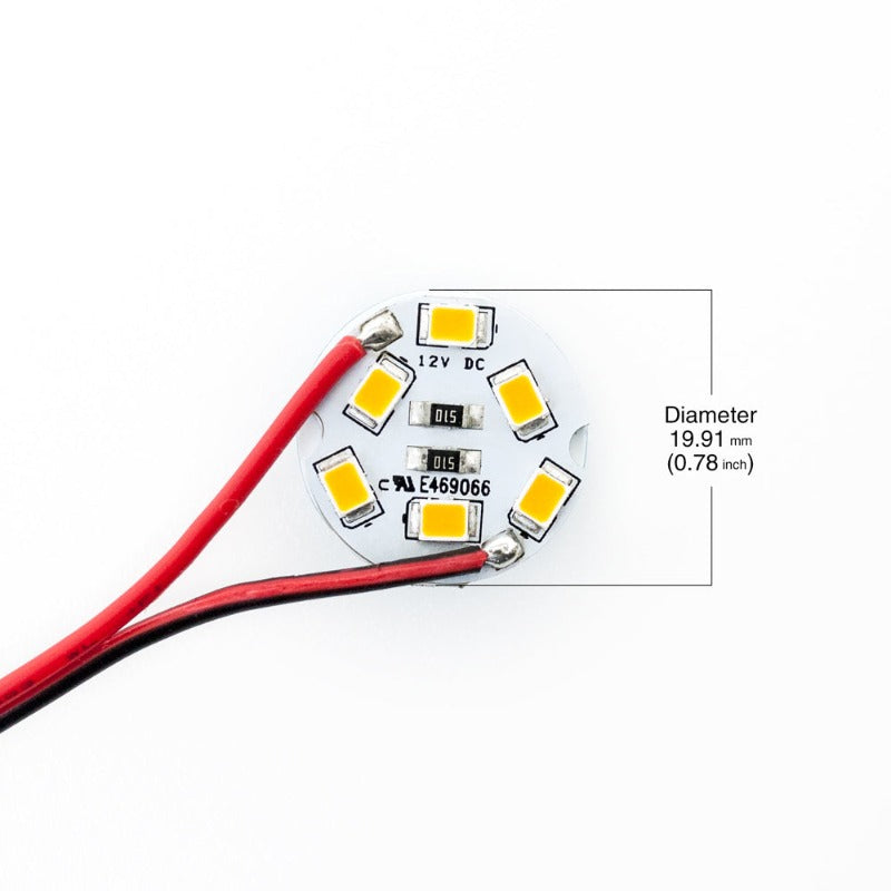Flat Round PCB6 SMD 3528 LED, 12V 0.6W 110mA