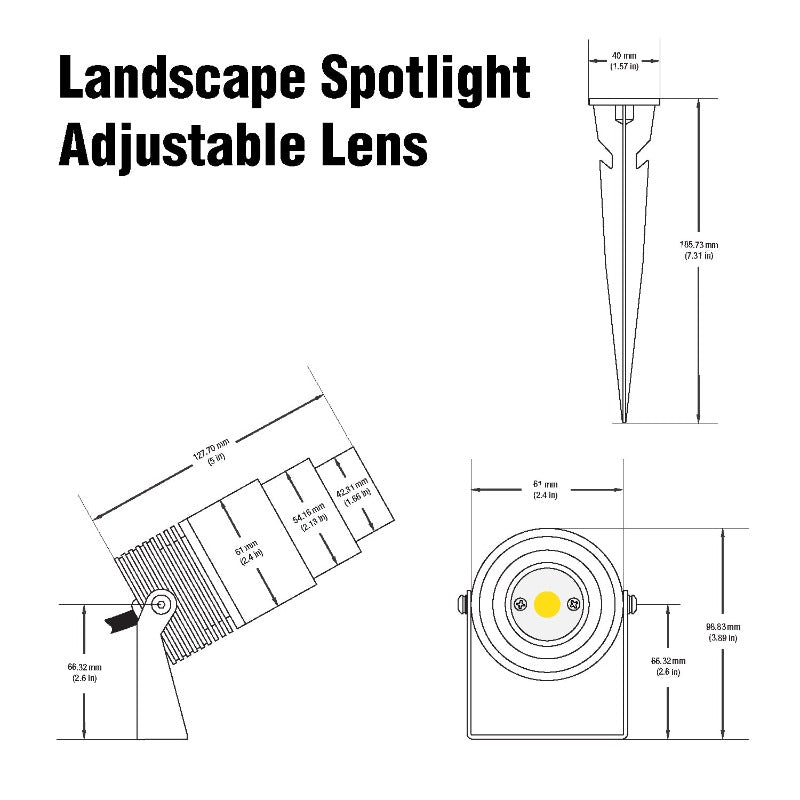 UL-12W-COB-1200-B Landscape Spotlight