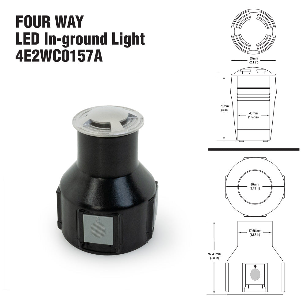 2 inch Four Way LED Inground Light Driveway light 24V 2.6W