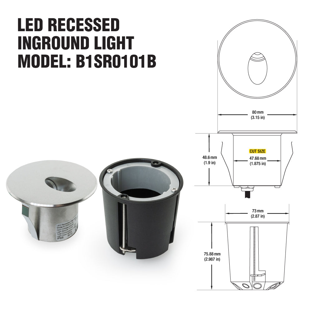Outdoor Recessed Step Light/ Pathway Light 24V 1.46W 3K