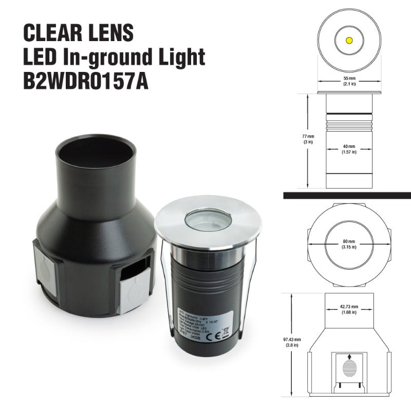 2 inch Round Recessed LED Inground Light 24V 2.5W 3K