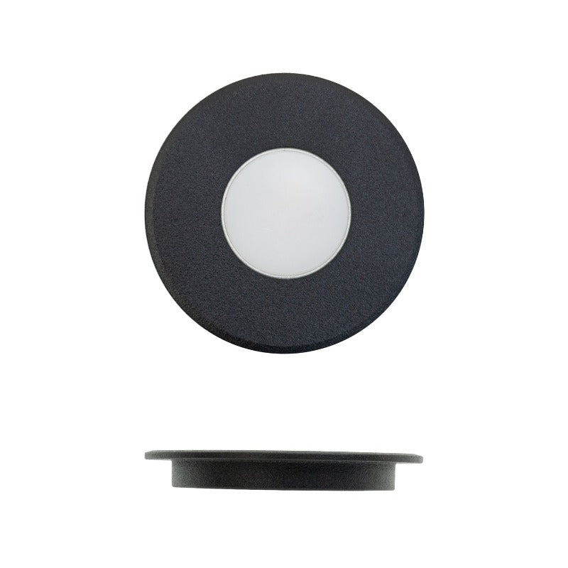Round LED Step Light/ Pathway Light Flat Trim Black