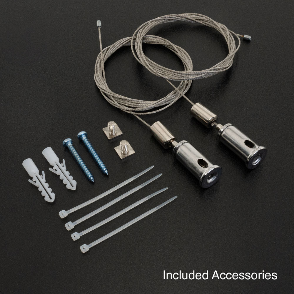 Accessories for LED Low Glare Linear Pendant Light, including cables, screws, and ties.