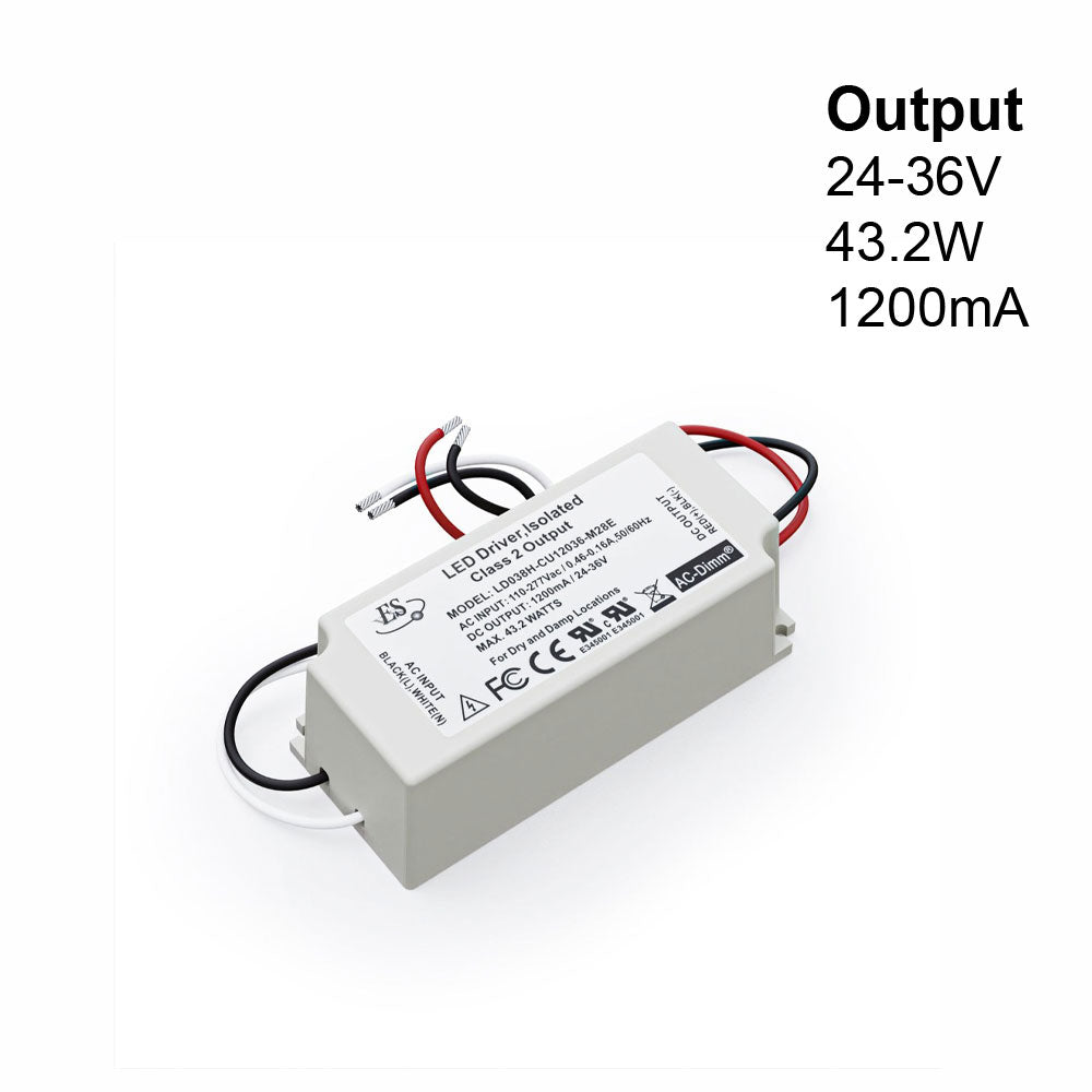 ES LD038H-CU12036-M28E Constant Current LED Driver, 1200mA 24-36V 43.2W, gekpower