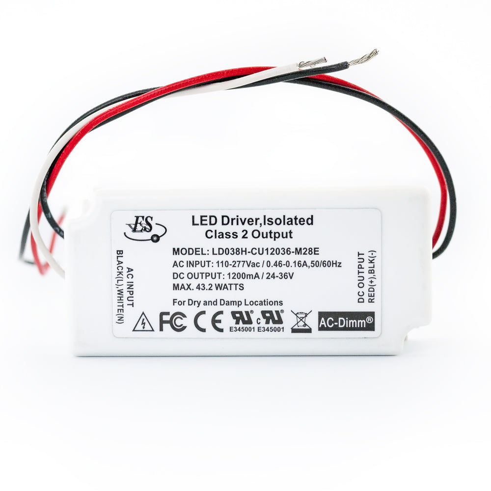 ES CC 1200mA 24-36V 43.2W max LD038H-CU12036-M28ECanada, British Columbia, North America. Dimmable
