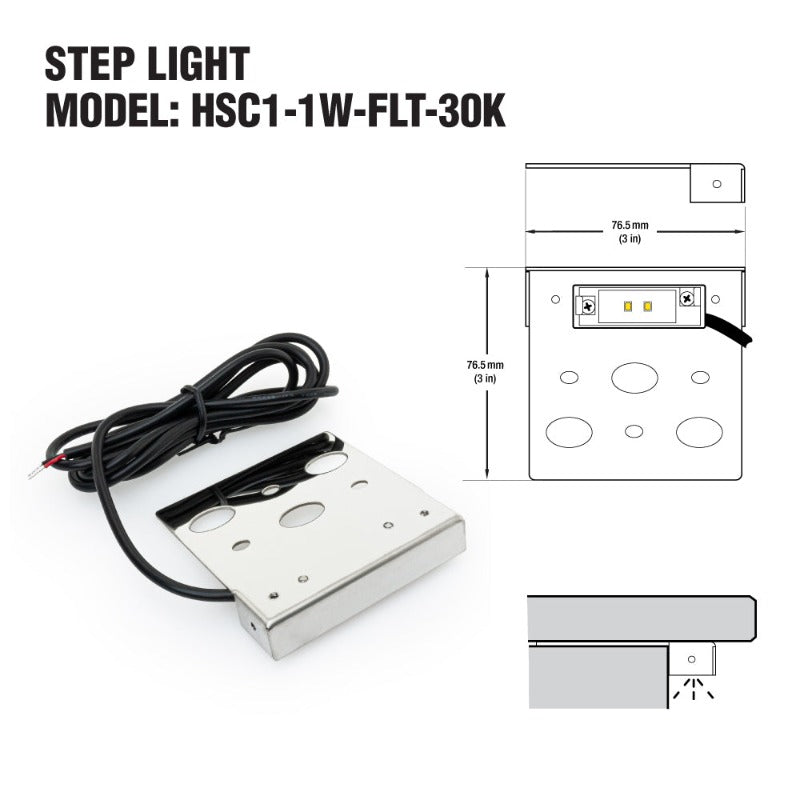 3 inch Hardscape Retaining Wall Light, 12V 1W 3000K