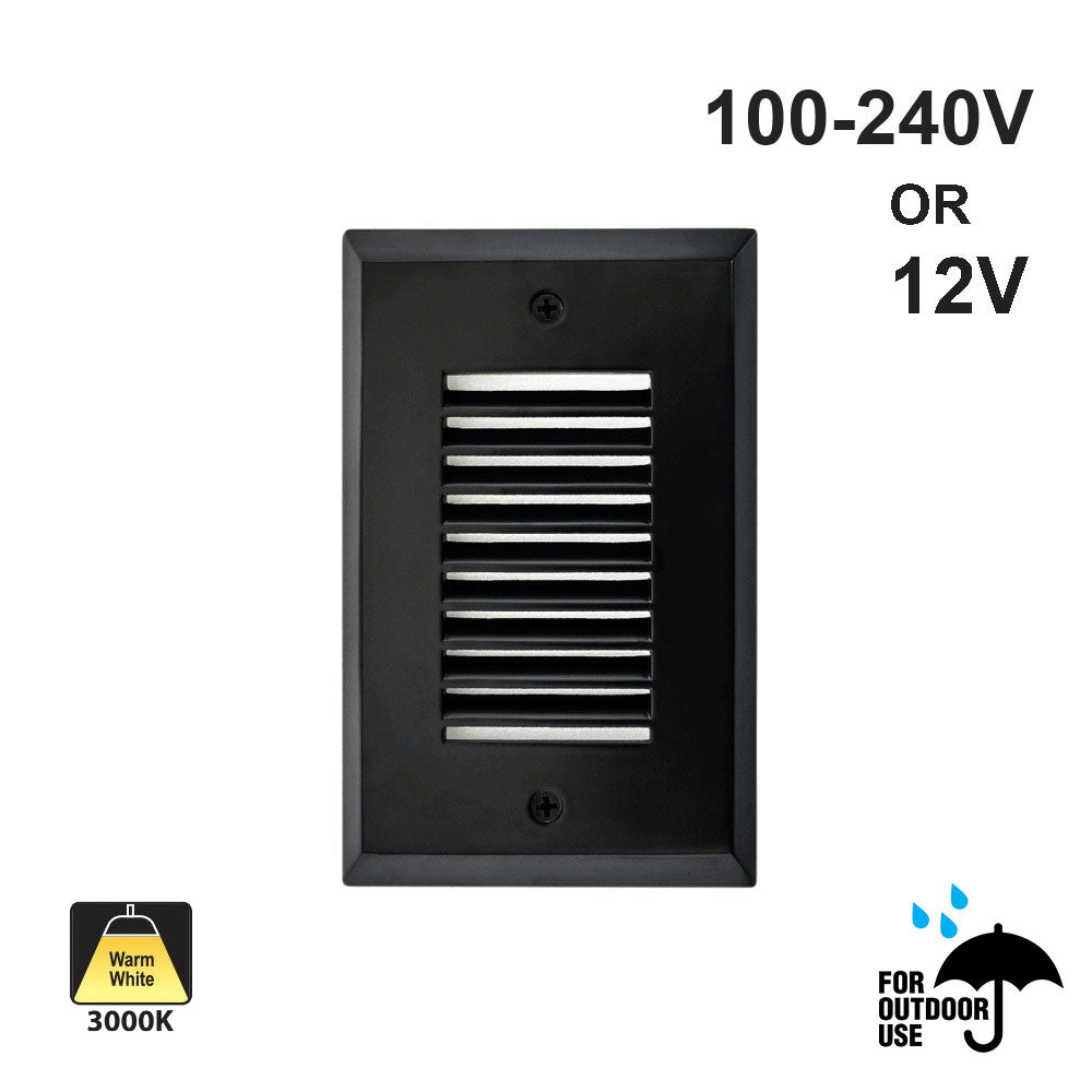 Vertical Single Gang LED Step light, 100-240V 2W 3K