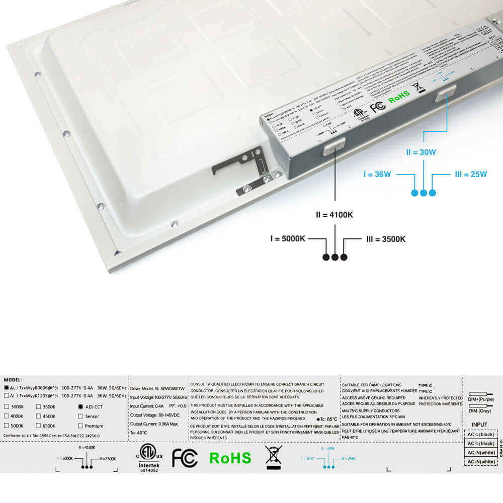 1ft x 4ft Dimmable LED Panel Light - 120V