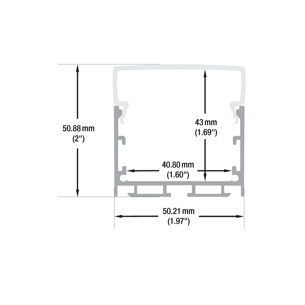 Square Diffuser Linear Aluminum LED Channel for LED Strips 2Meter(6.5ft) VBD-CH-S1-2