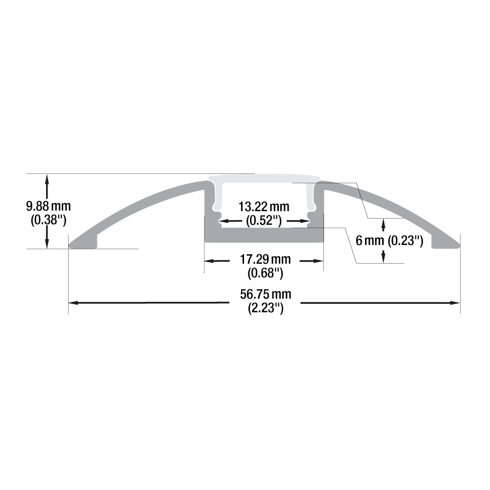 Diffuser Linear Aluminum LED Channel for LED Strips 2Meter(6.5ft) VBD-CH-S2-2
