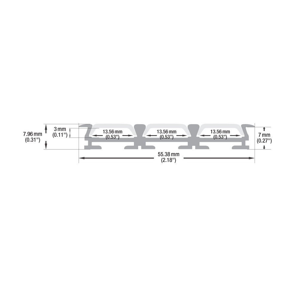 3 Linear Aluminum LED Channel for LED Strips 2Meters(6.5ft) VBD-CH-S3-2