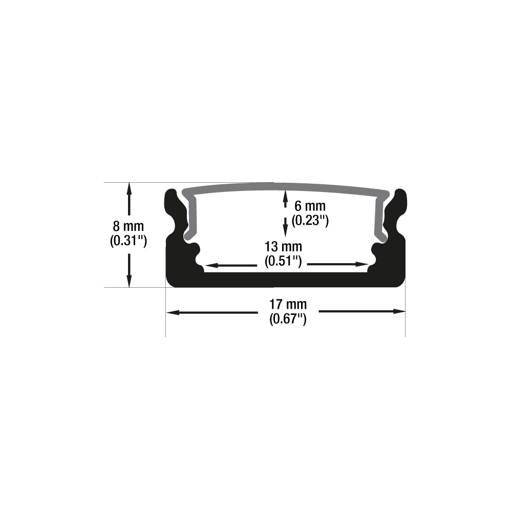 Low Profile Linear Aluminum LED Channel Black for LED Strips 2Meters(6.5ft) VBD-CH-S5B-2