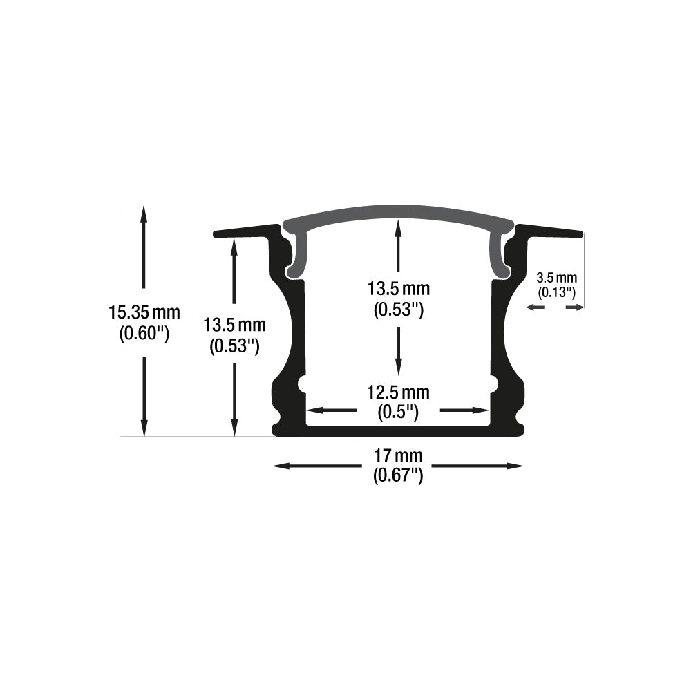 Aluminum LED Channel Black for LED Strips VBD-CH-RF1B-2