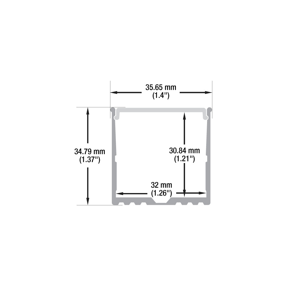 Diffuser Linear Aluminum LED Channel for LED Strips 2Meters(6.5ft) VBD-CH-RF5-2