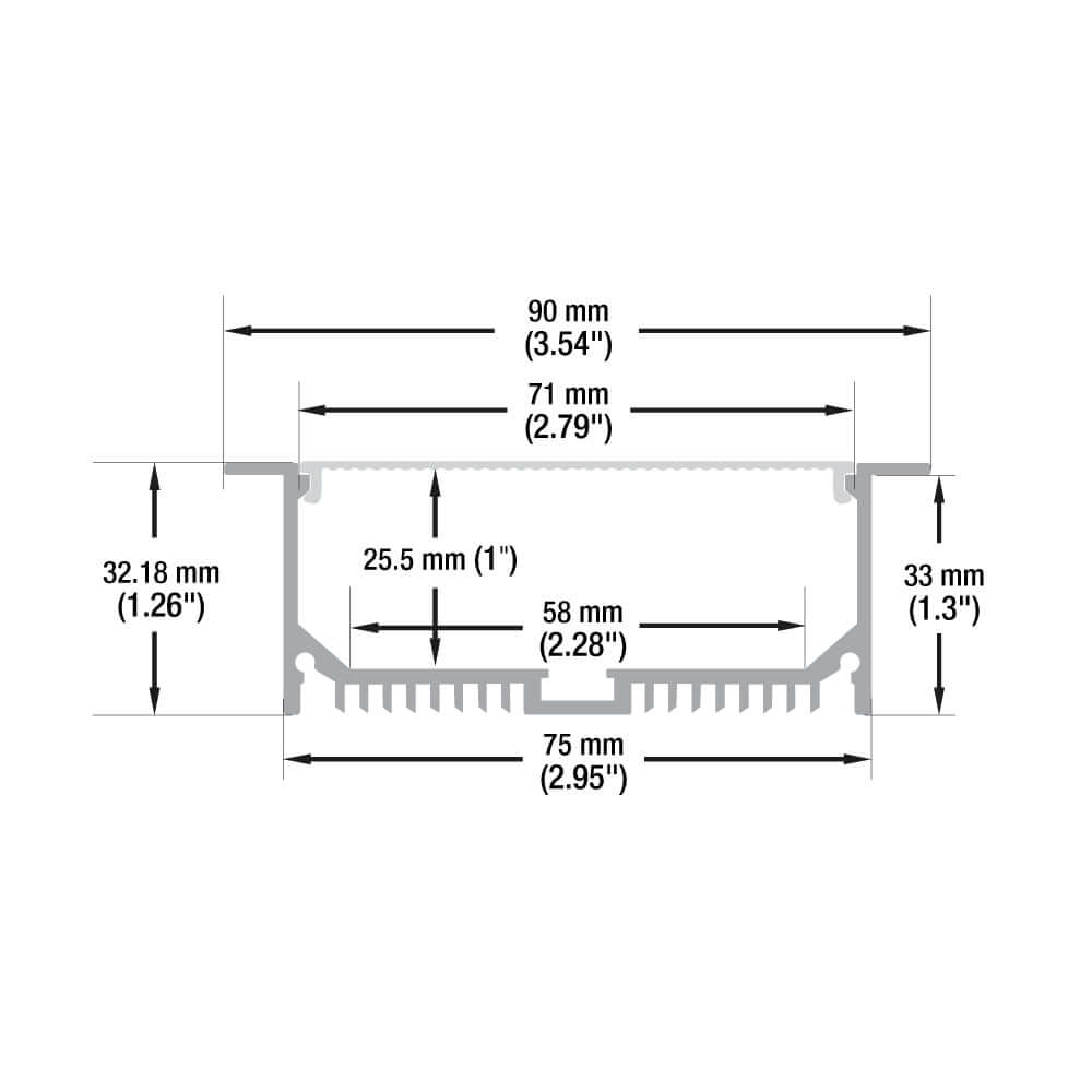 Linear Aluminum LED Channel for LED Strips 2Meters(6.5ft) VBD-CH-RF7-2