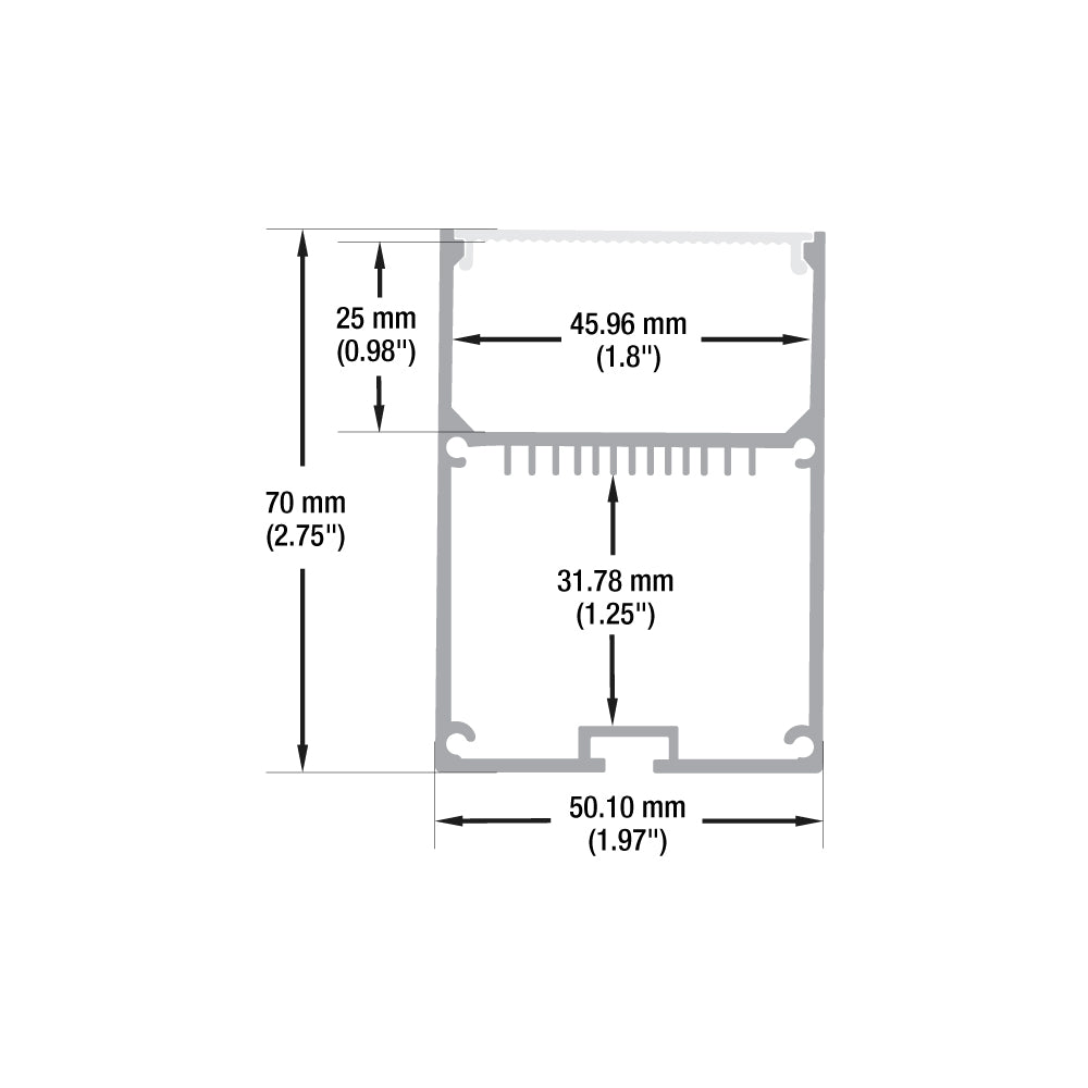 Linear Aluminum LED Channel with Internal Driver 2Meter(6.5ft) VBD-CH-RF10-2