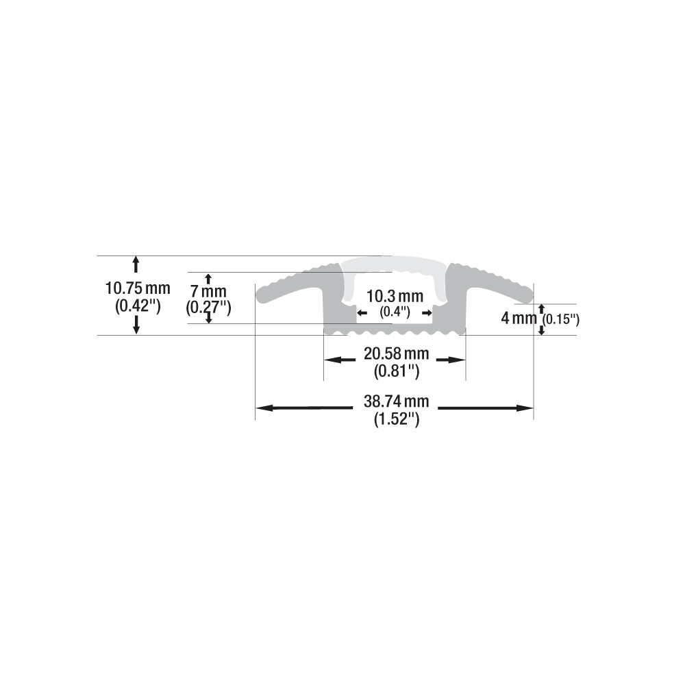 Multi Floor Transition Aluminum LED Channel for LED Strips 2Meter(6.5ft) VBD-CH-W2-2 (Walkway/Floor)
