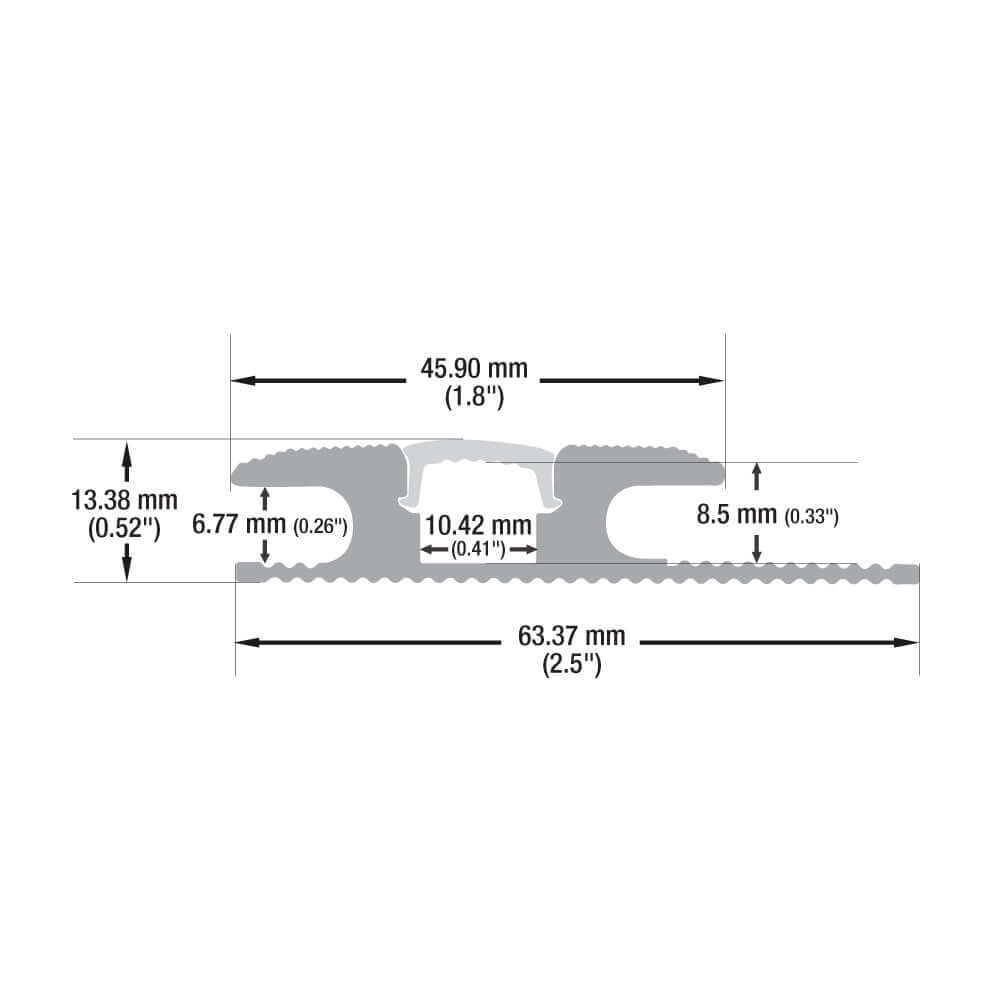 Multi Floor Transition Aluminum LED Channel for LED Strips 2Meters(6.5ft) VBD-CH-W3-2 (Walkway/Floor)