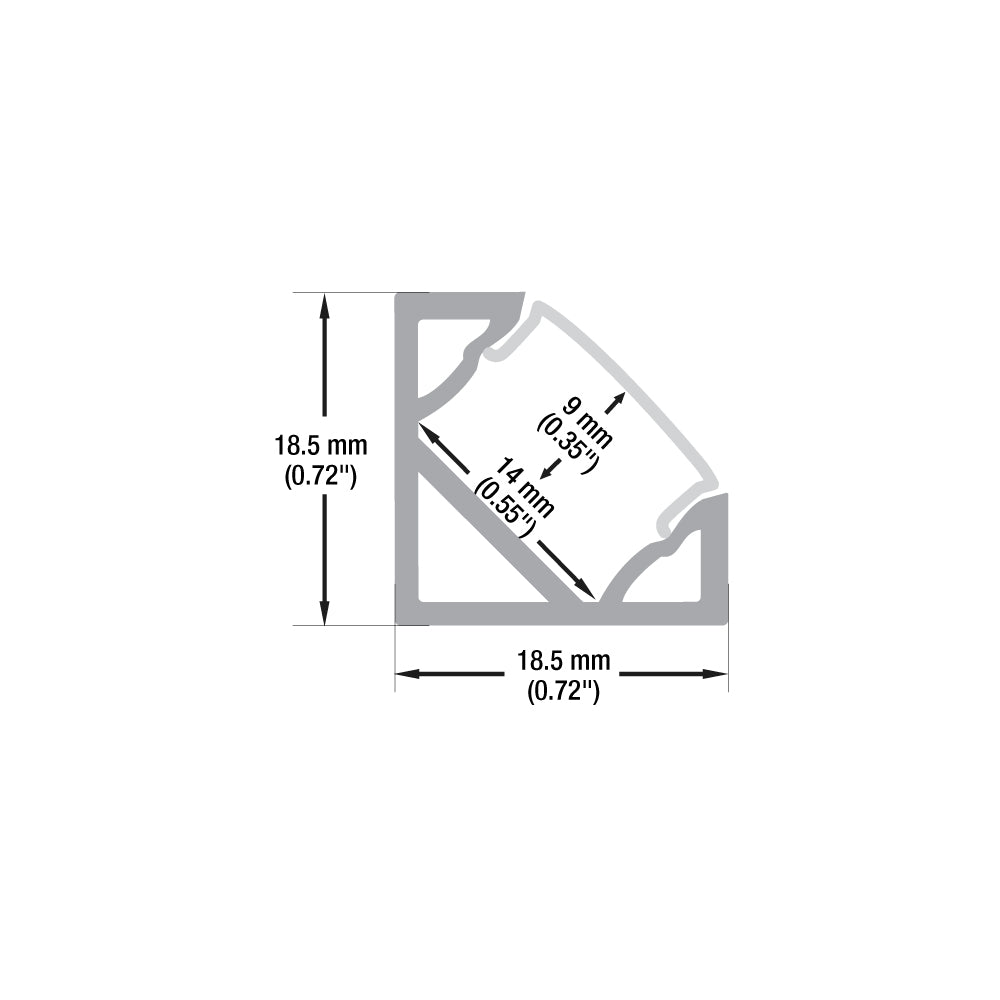 Corner Mount Linear Aluminum LED Channel for LED Strips 2Meters(6.5ft) VBD-CH-C2-2