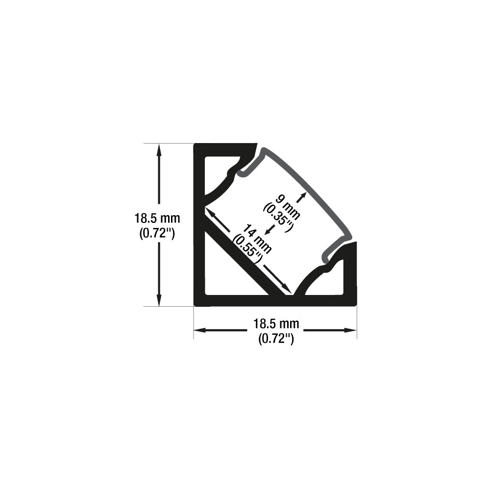 Corner Mount Aluminum LED Channel Black - 2M VBD-CH-C2B-2