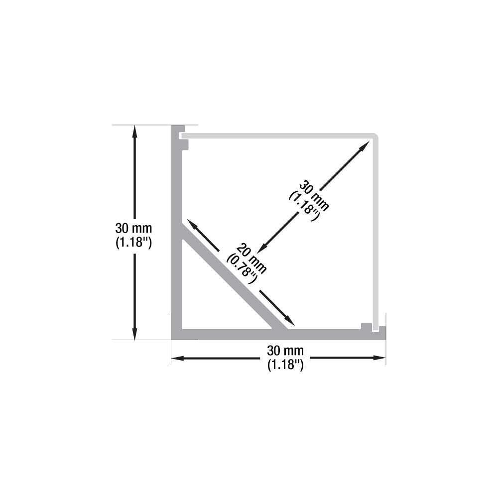 Corner Mount Square Linear Aluminum LED Channel for LED Strips 2Meters(6.5ft) VBD-CH-C4-2