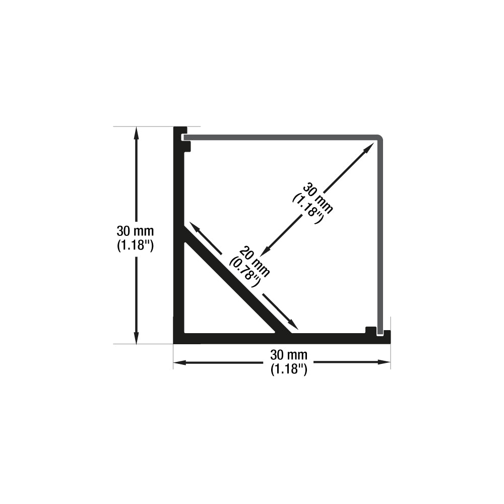 Corner Mount Square Linear Aluminum LED Channel for LED Strips 2Meters(6.5ft) VBD-CH-C4B-2