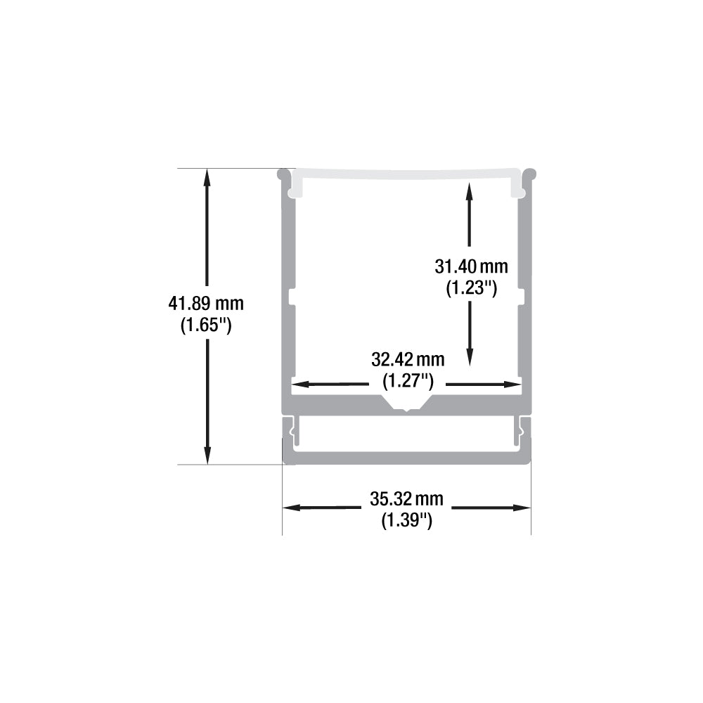 Linear Aluminum LED Channel for LED Strips 2Meters(6.5ft) VBD-CH-WC1-2