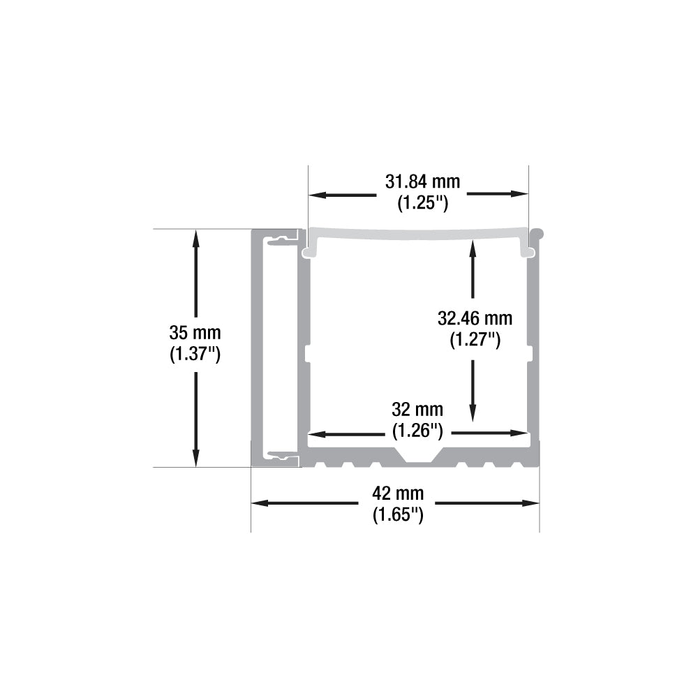 Side-Mount Aluminum LED Channel for LED Strips 2Meter(6.5ft) VBD-CH-WC3-2