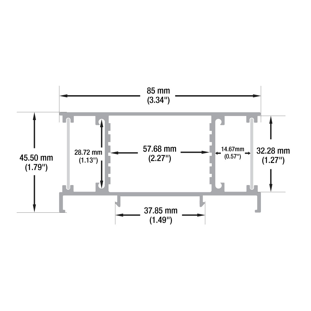 Up-Down Linear Wall Mount Aluminum LED Channel for LED Strips 2Meters(6.5ft) VBD-CH-WC4-2
