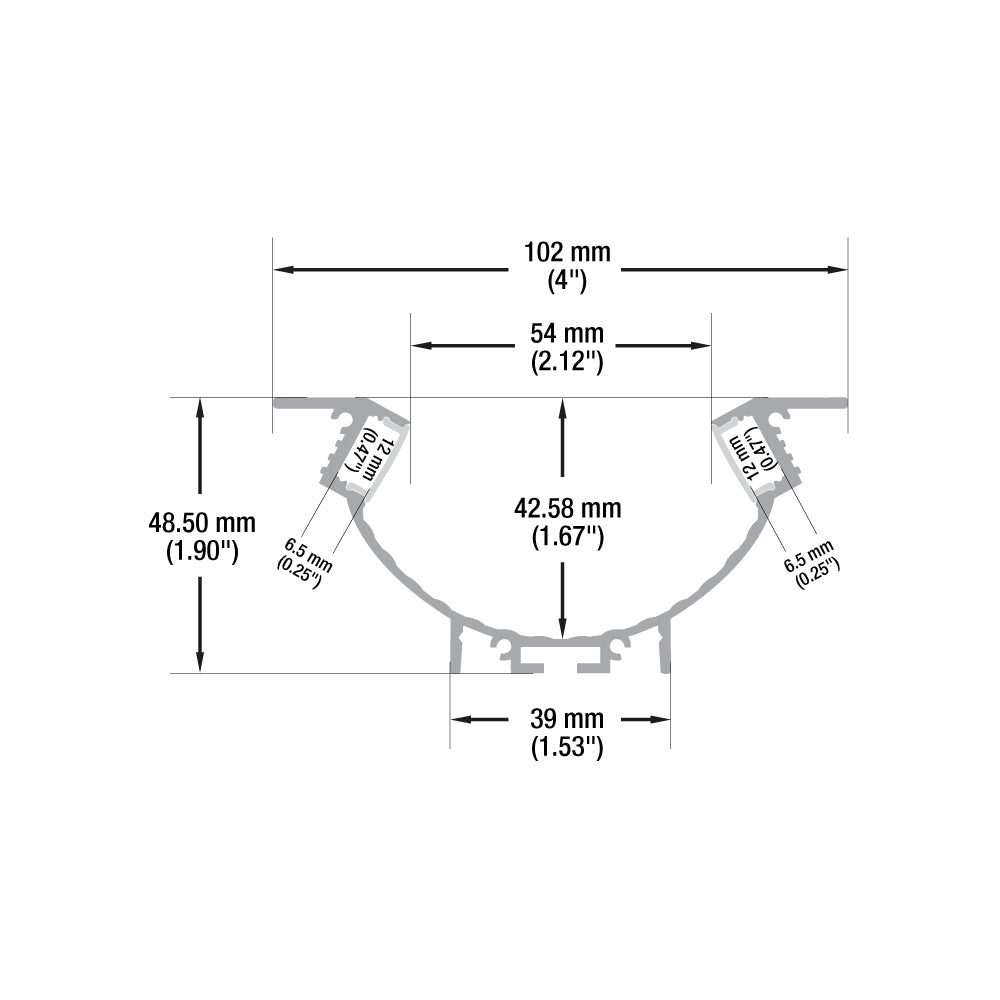 Diffuser Linear Aluminum LED Channel for LED Strips 2Meters(6.5ft) VBD-CH-WC5-2