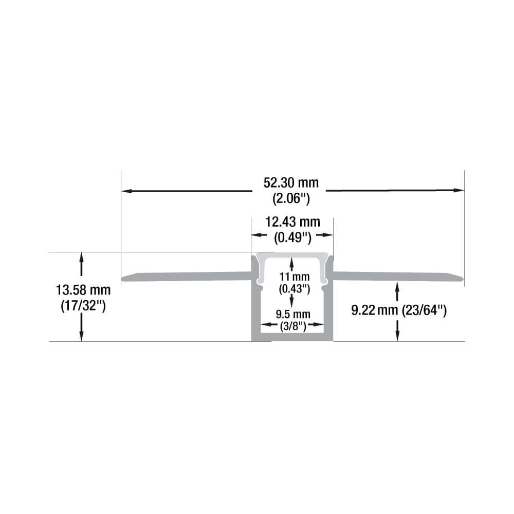 Drywall(Plaster-In) Deep Recessed (12.5mm) Aluminum LED Channel for LED Strips 2Meters(6.5ft) VBD-CH-D6-2