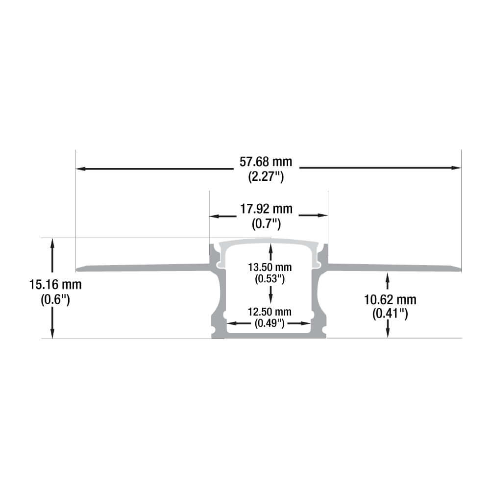 Drywall(Plaster-In) Deep Recessed (18mm) Aluminum LED Channel for LED Strips 2Meters(6.5ft) VBD-CH-D7-2