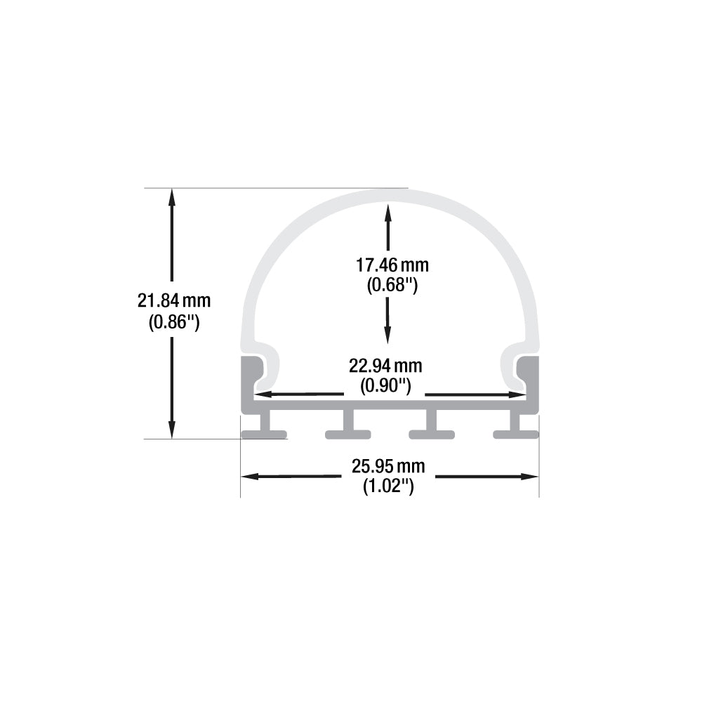 Linear Aluminum LED Channel for LED Strips 2Meters(6.5ft) VBD-CH-R2-2