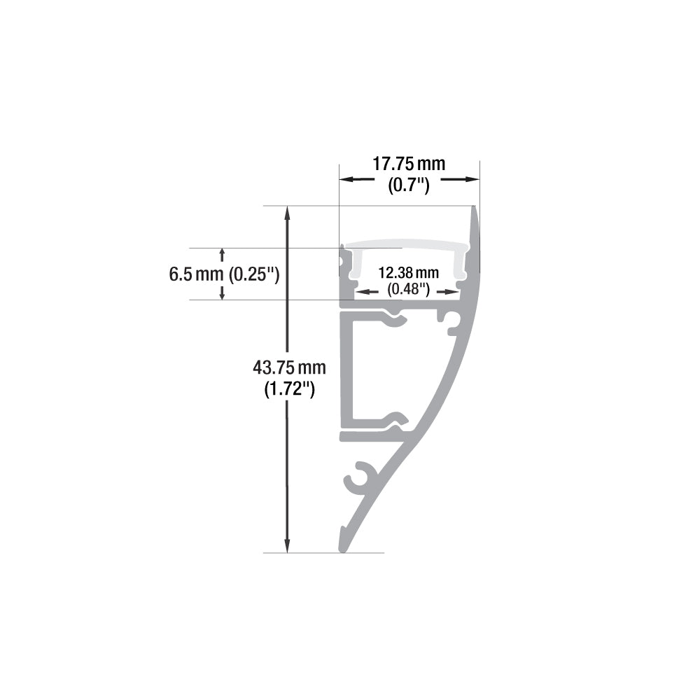 Linear Wall Mount Aluminum LED Channel for LED Strips 2Meter(6.5ft) VBD-CH-M1-2