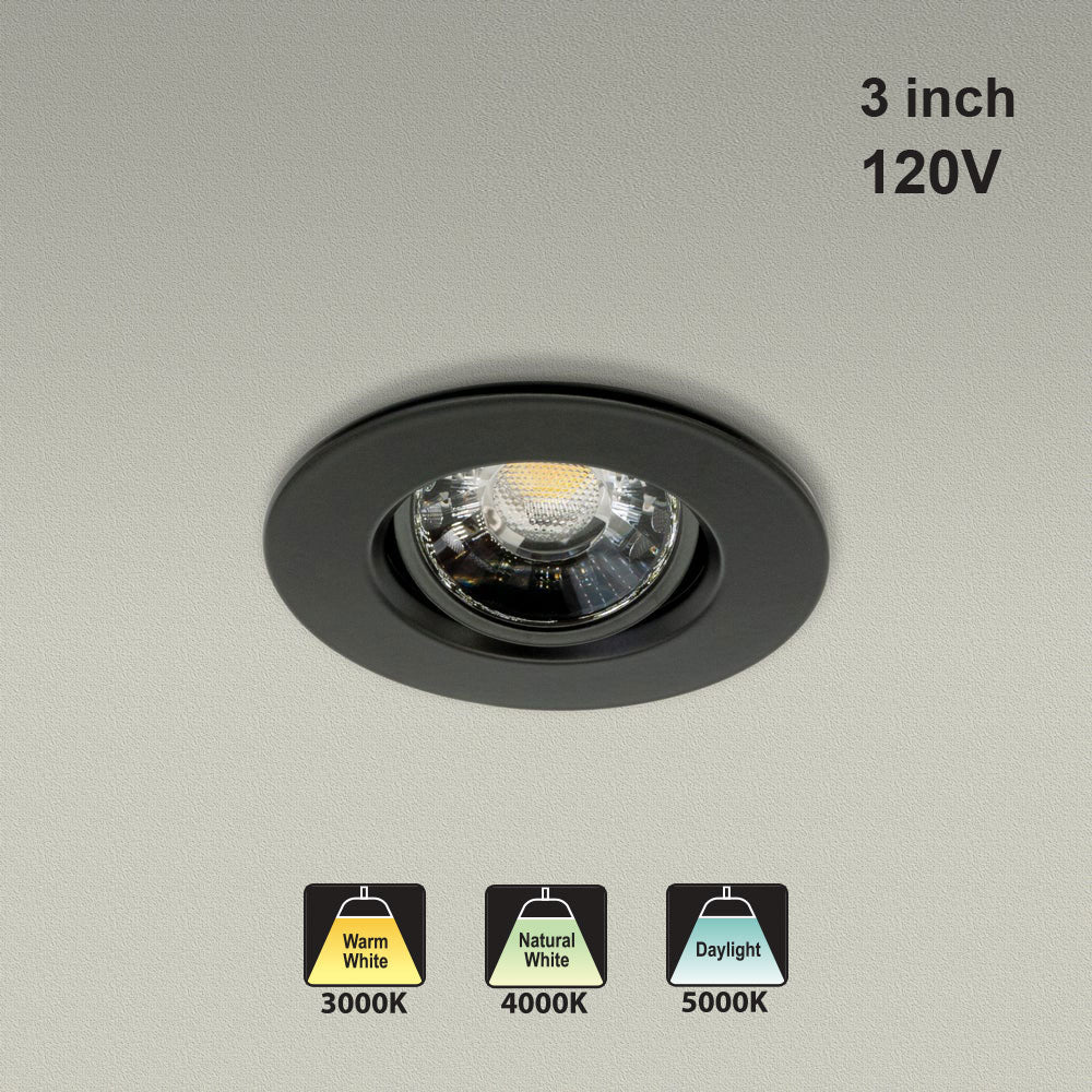 3 inch Round Gimbal Dimmable Recessed LED Downlight Ceiling Light