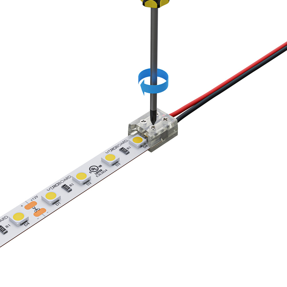 8mm LED Strip to Wire Screw Connectors, VBD-CON-SC8MM-SW (Pack of 3)