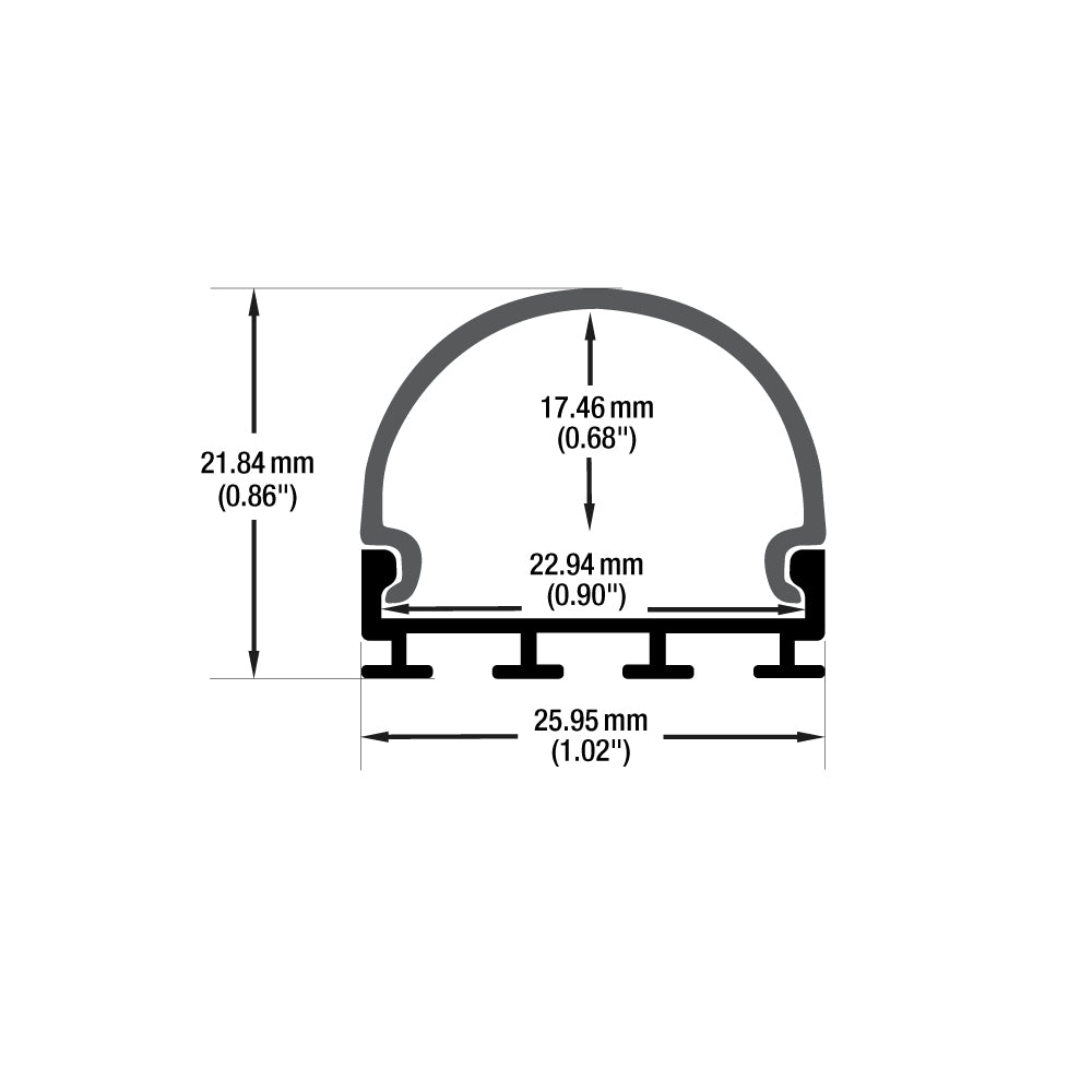 Diffuser Linear Aluminum LED Channel for LED Strips 2Meters(6.5ft) VBD-CH-R2B-2