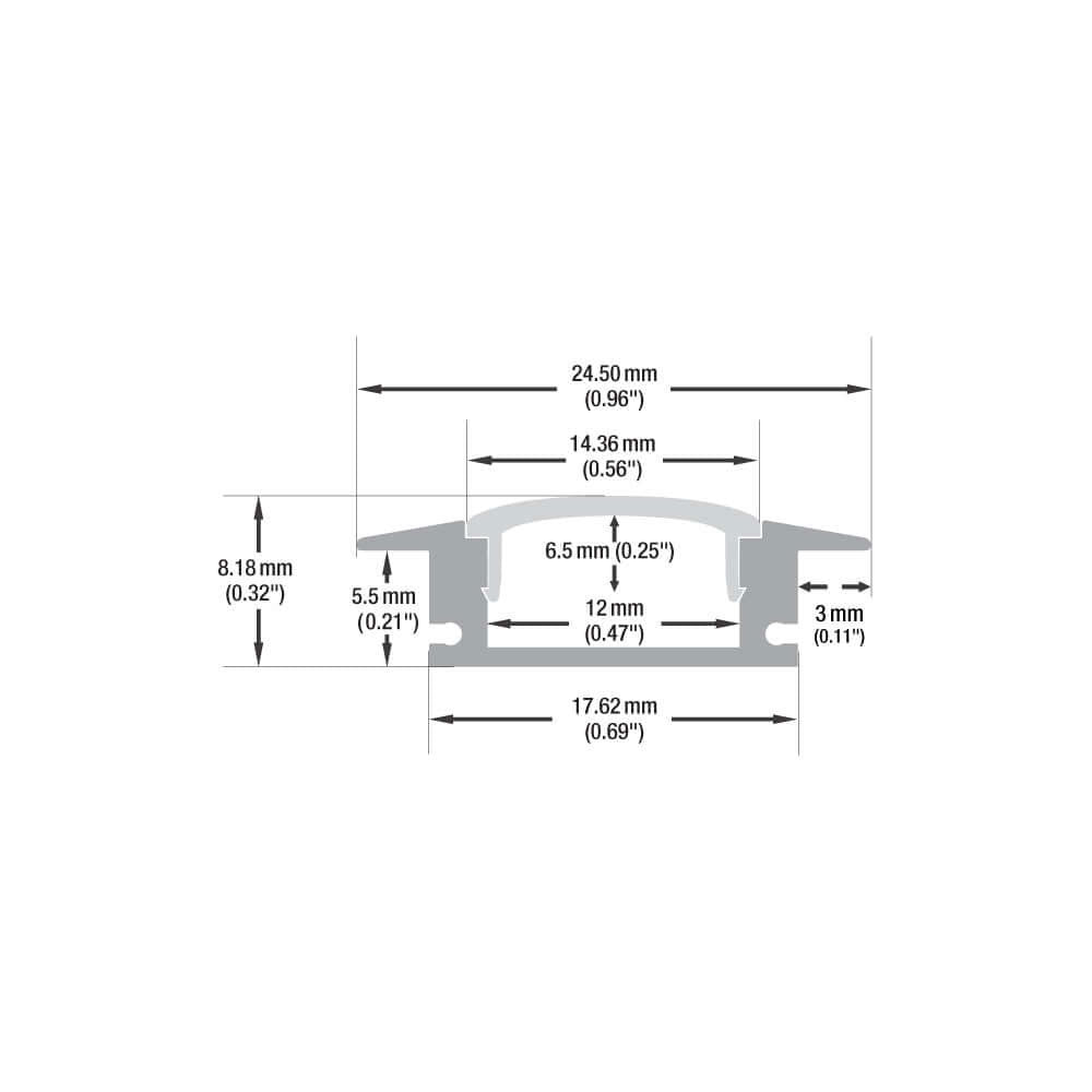 Low Profile Recessed Linear LED Channel 2M - VBD-CH-RS5-2