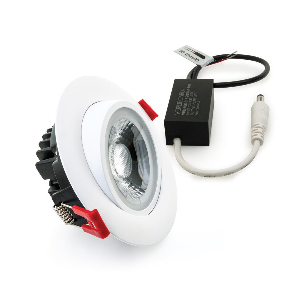 4 inch Dimmable Round Recessed Gimbal Downlight/ Ceiling Lights AD-LED-4-S12W-1224V-5CCTWH-EY, (5CCT) 12V~36V 12W