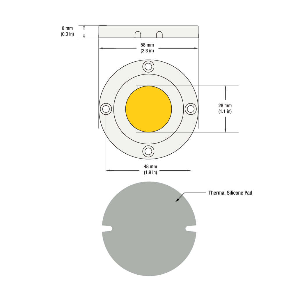 CDAC-136-5028-347-3000K COB Paragon LED Module with HT5828 LED Holder, 347V 30W 3000K(Warm White)