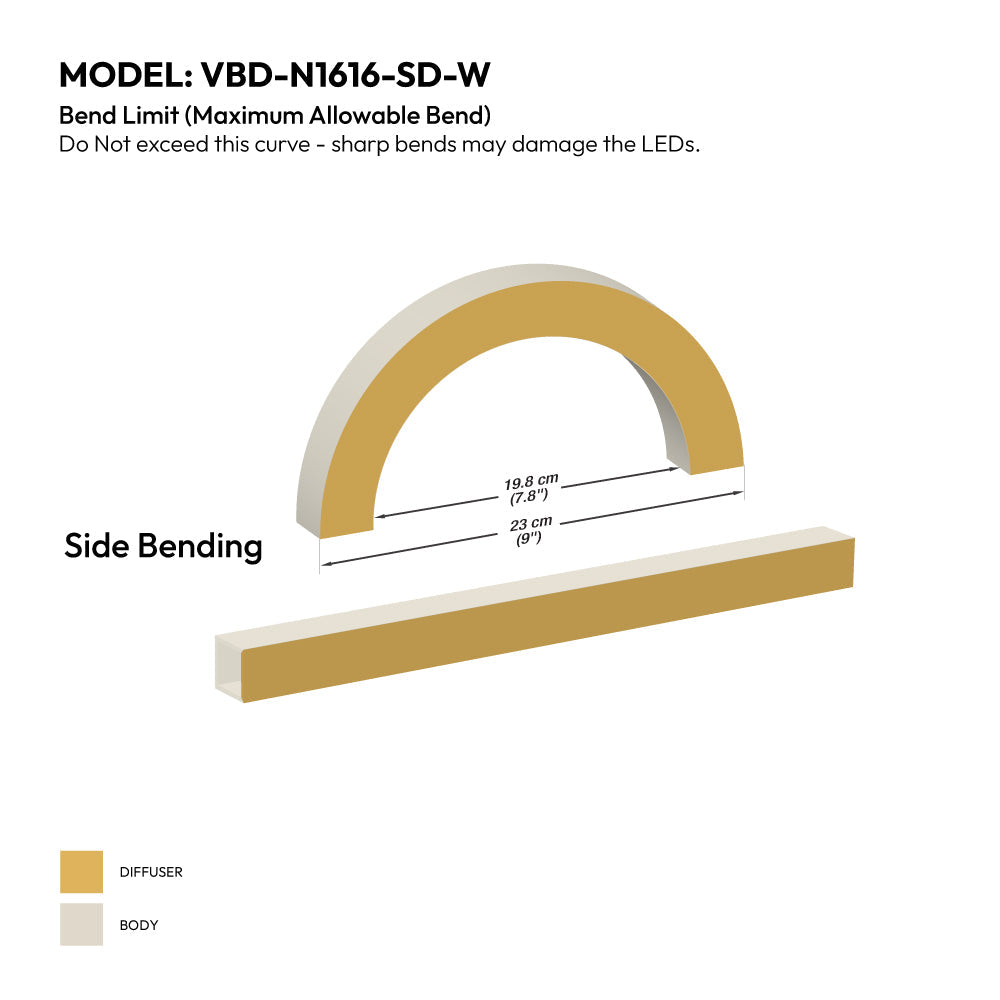 White Silicone Flexible LED Neon channel VBD-N1616-SD-W