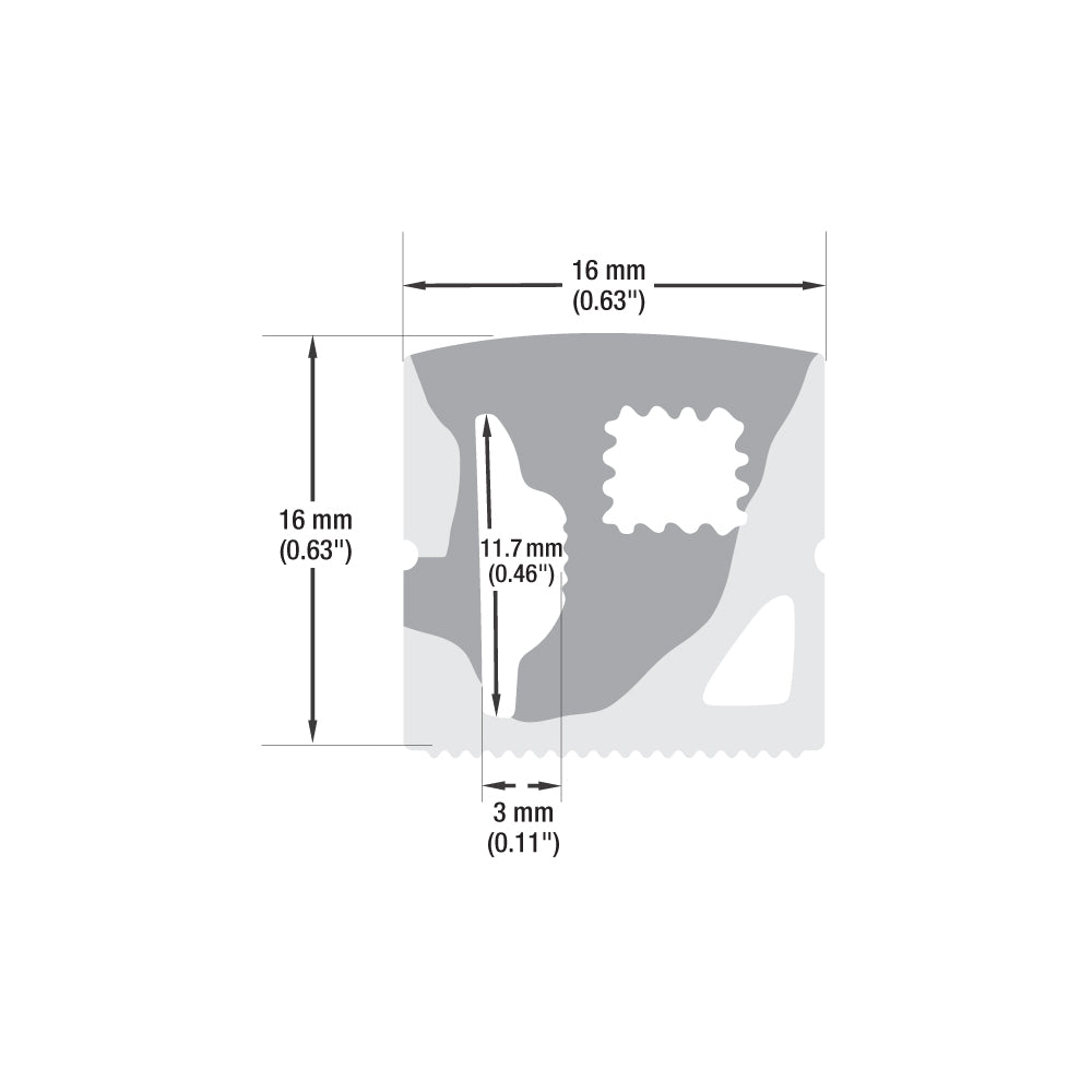 White Silicone Flexible LED Neon channel VBD-N1616-SD-W, per foot(30.5cm) SIDE Mount